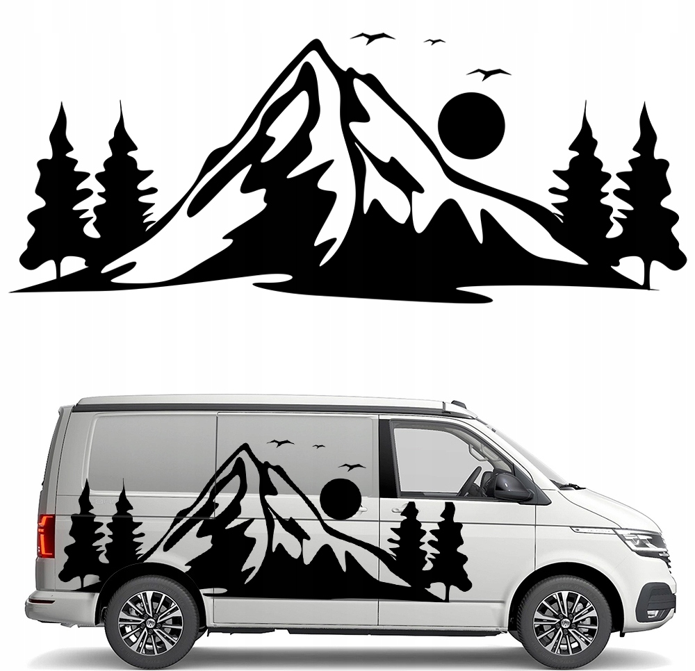 Nálepka Grafika na karavan s přívěsem Hory Mountians Stromy Les 90x225