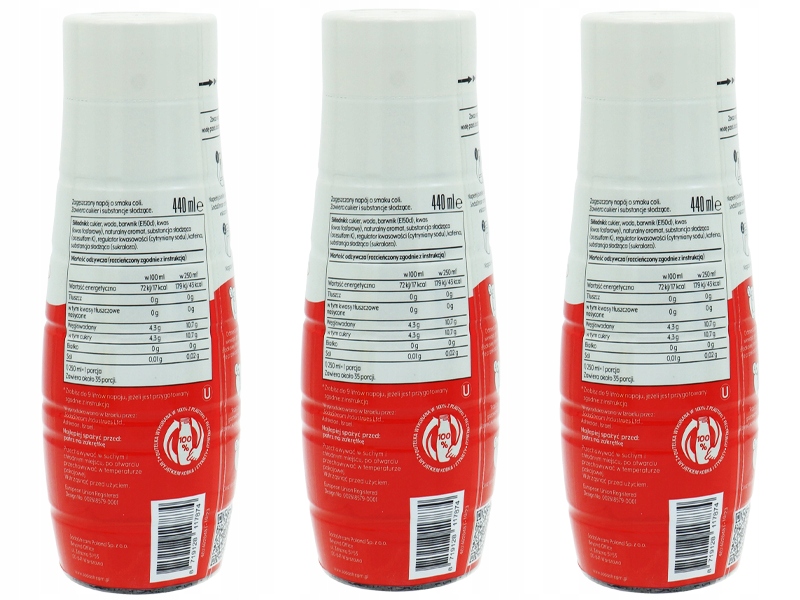 3x SYROP KONCENTRAT COLA CLASSIC DO SATURATORA SODASTREAM 9L NAPOJU z 440ml Kod producenta 4121132006