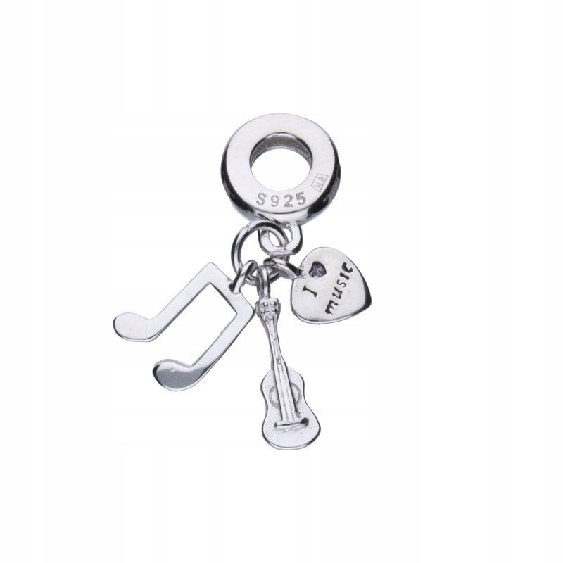 Stříbrný přívěsek 925 bead kytara srdce nota stylový módní vzor jako dárek