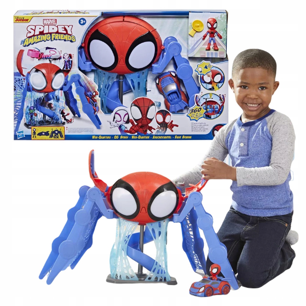 SPIDEY I SUPER KUMPLE DUŻA BAZA KWATERA GŁÓWNA PAJĄKA ŚWIATŁO DŹWIEK F1461