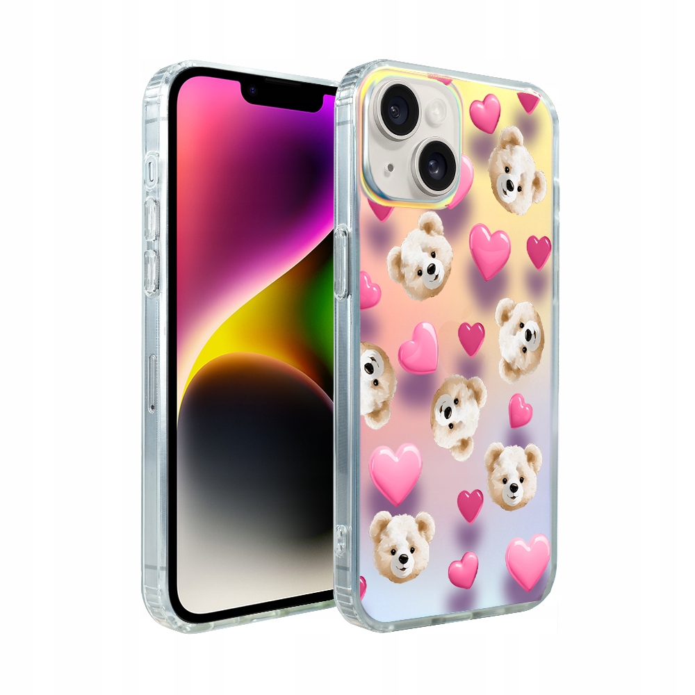 Pouzdro pro iPhone 14 Ibizu s MagSafe, měnící barvu, medvídek a srdíčka