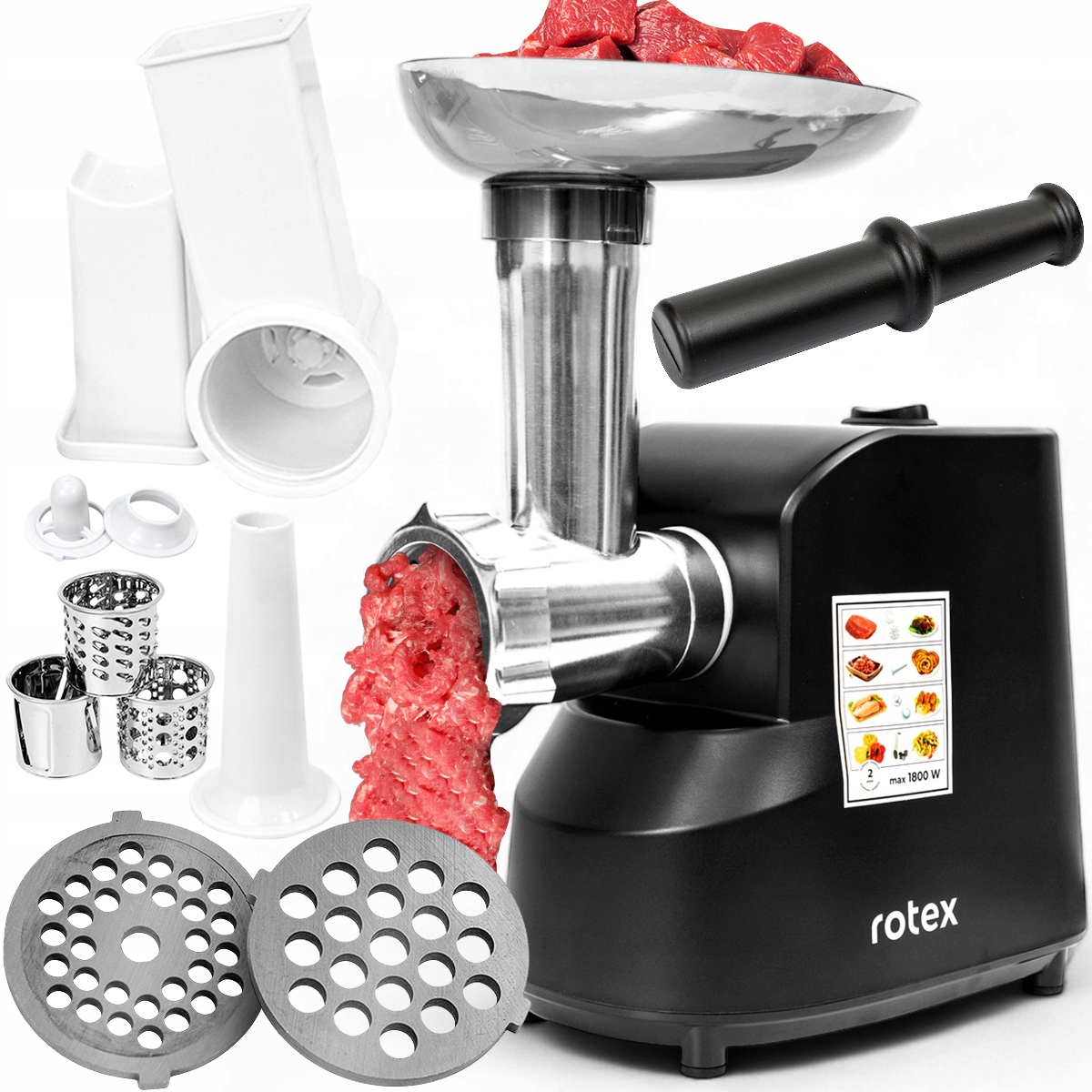 Rotex Mlýnek Na Maso Kráječ Na Zeleniny 1800 W Akcesoria