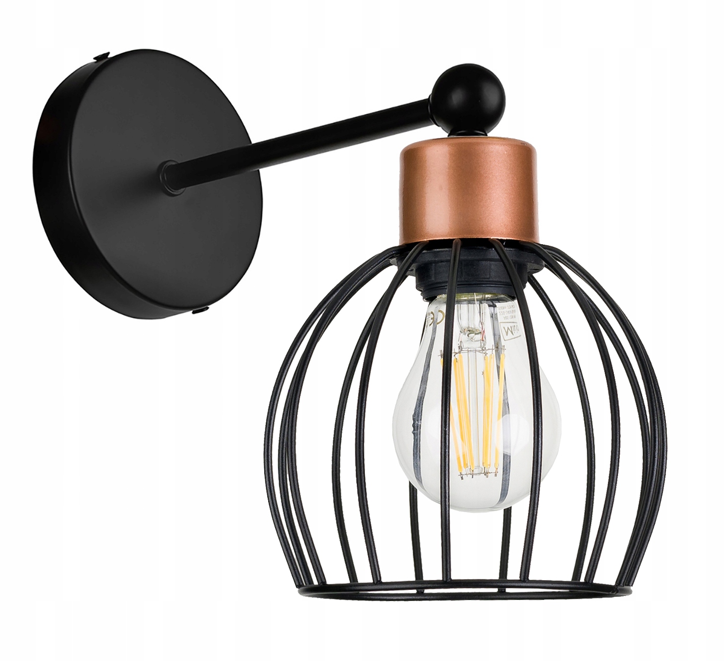 

Lampa Kinkiet E27 ścienny stały loft drut Kula