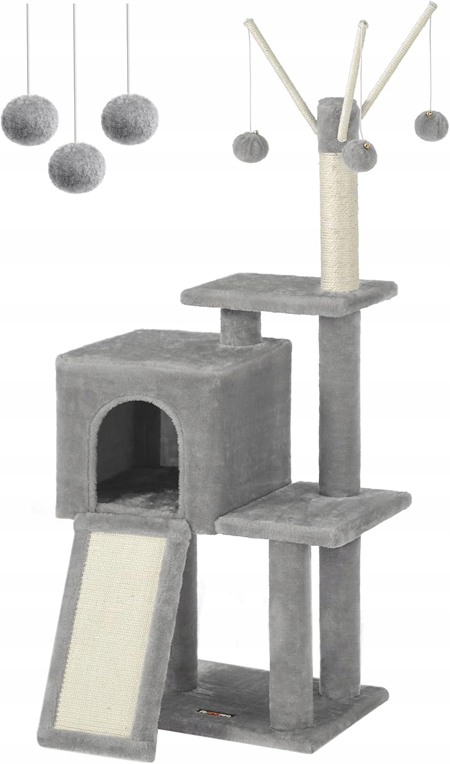Drapak dla kotów domowych kociąt domek legowisko 118 cm jasnoszary Feandrea