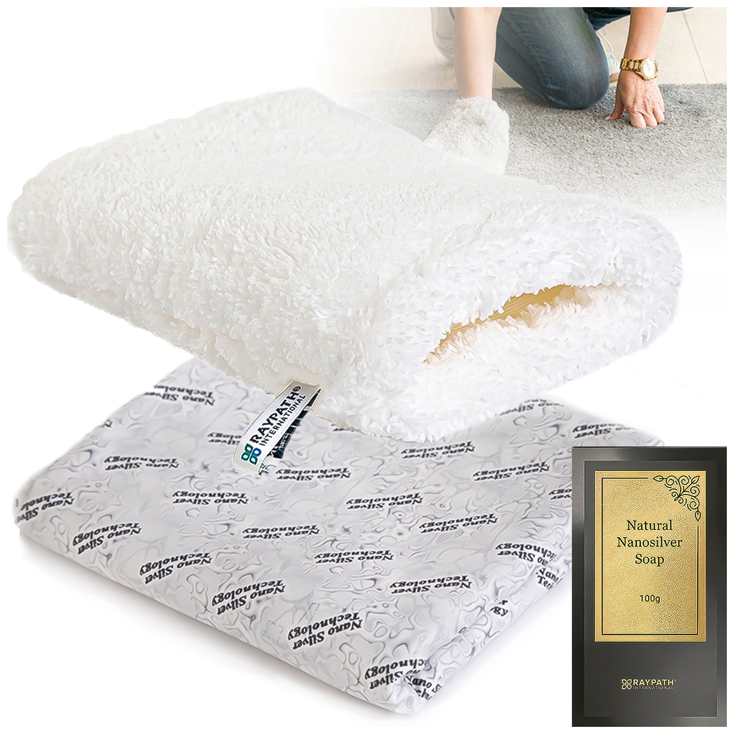Levně Univerzální sada Rukavice Nova M Sunbeam Šedé mýdlo 100 g Raypath