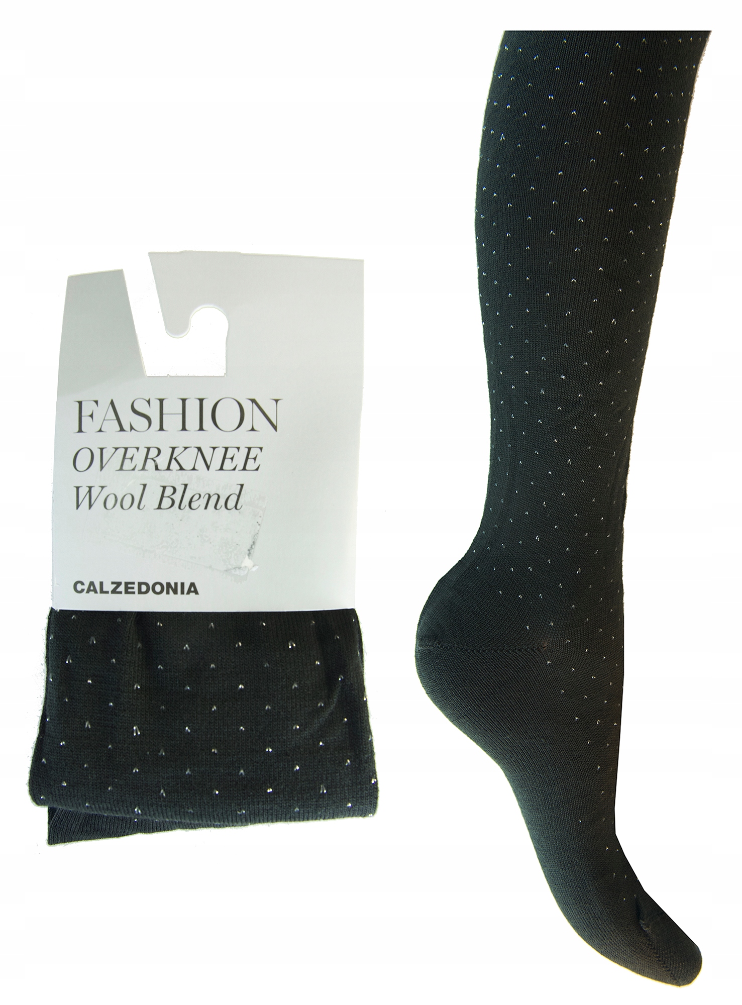 

Calzedonia zakolanówki czarne srebrna nitka wełna