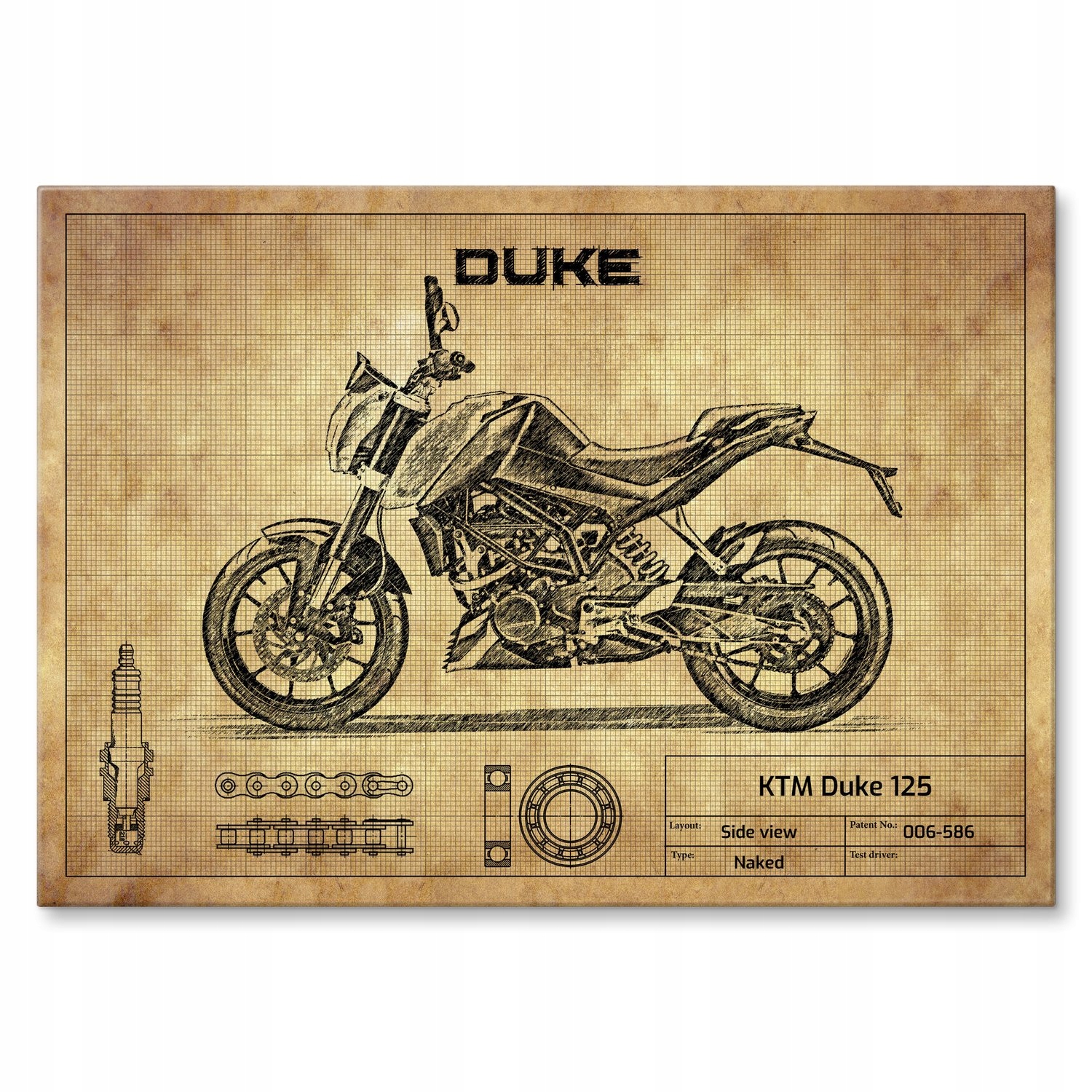 Kovový plakát Ktm Duke 125 Szyld Plech 42 x 59,4 cm Dárek