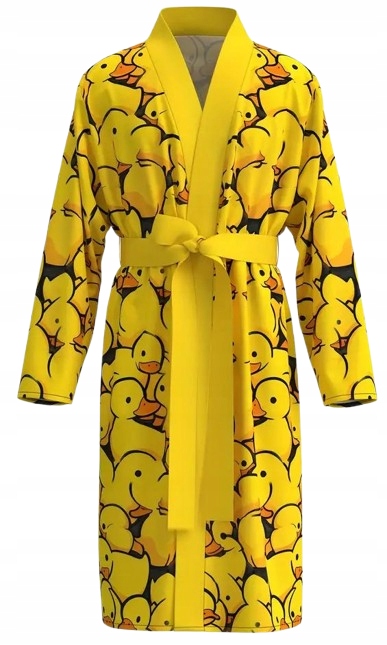 Pánský Vtipný Župan Kachní Kachničky Matná Saténová Žlutá Župan XXL