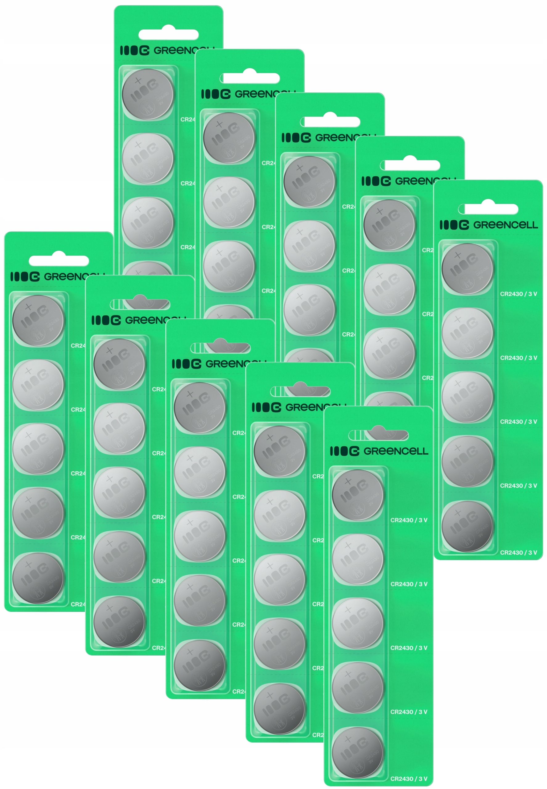 Greencell Lithiové Baterie CR2430 3V 290MAH 50 Ks Blistr Pro Dálkové Ovládání Hodinek