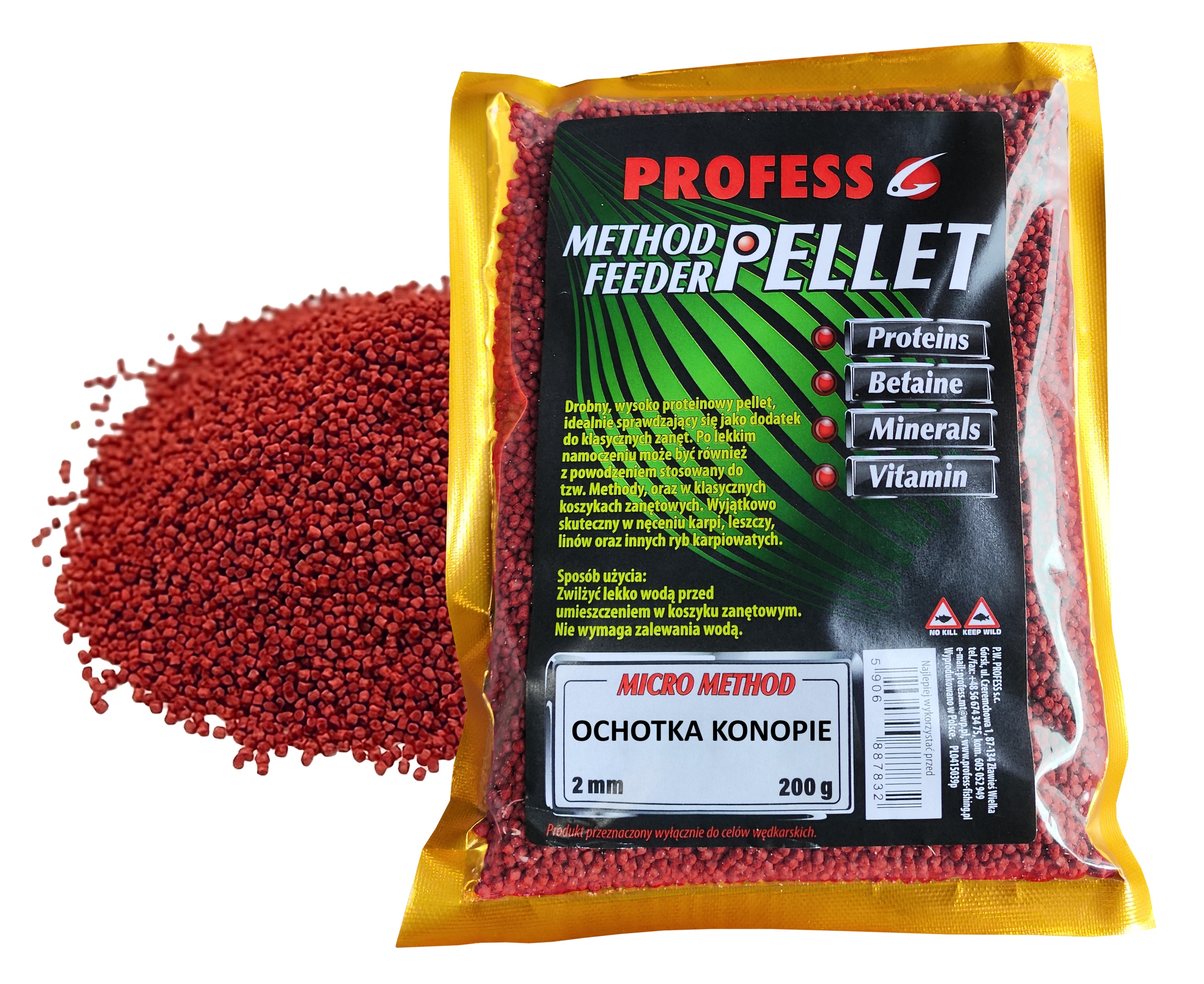 Pellet Method Feeder Micro 2mm Ochotka Konopie 200g Profess