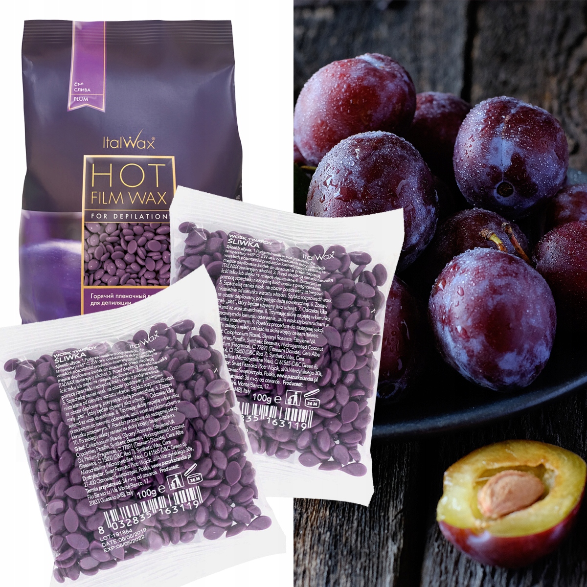 5x WOSK TWARDY DO DEPILACJI do PODGRZEWACZ ŚLIWKA Marka ItalWax