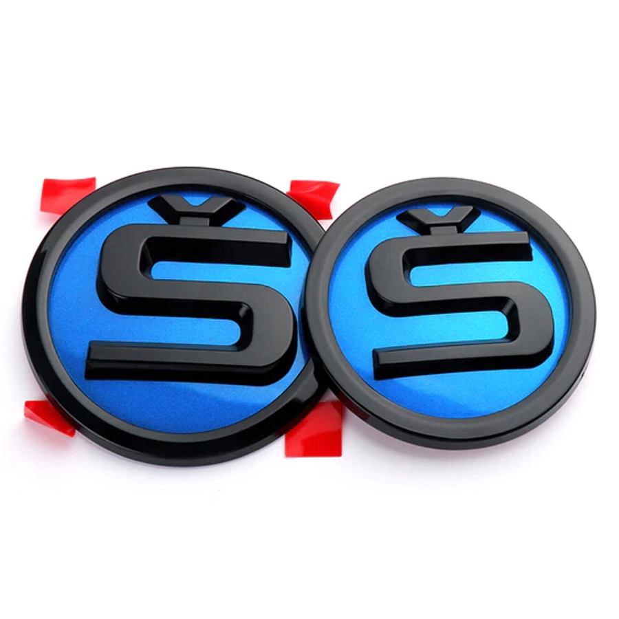 15211880 - Эмблема значок логотип SKODA спереди и сзади синий 2 шт