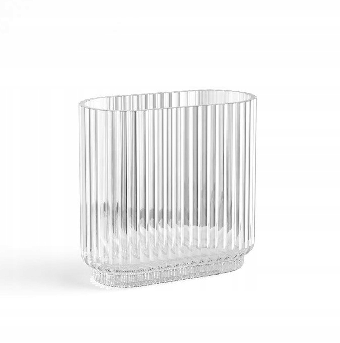 Georg Jensen Bernadotte Sklenená Váza na kvety 16 cm Ryflovaná