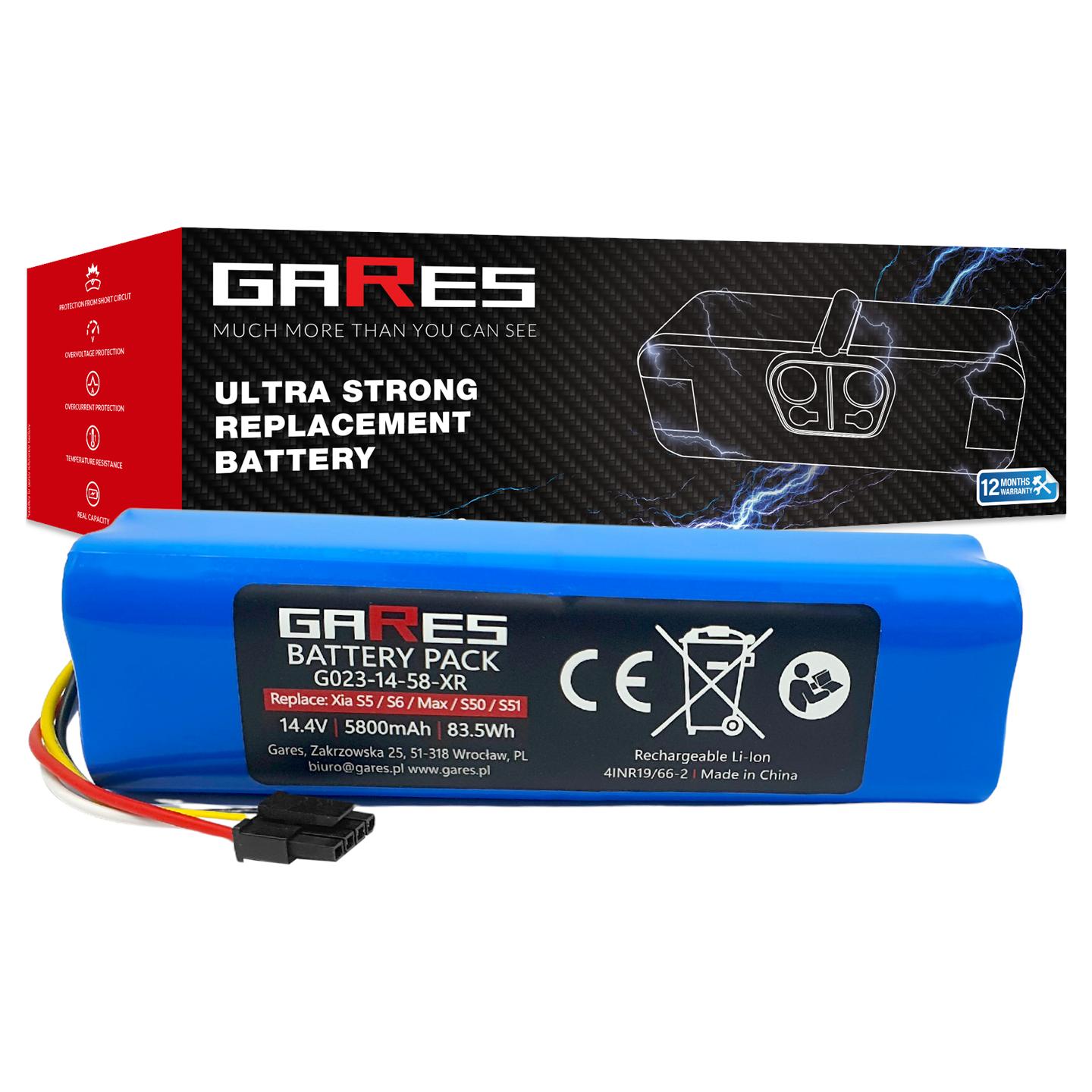 Akumulátor Gares pro Xiaomi Roborock S5 S5max S6 Q5 Q7 S7 max E4 E5 5,8Ah