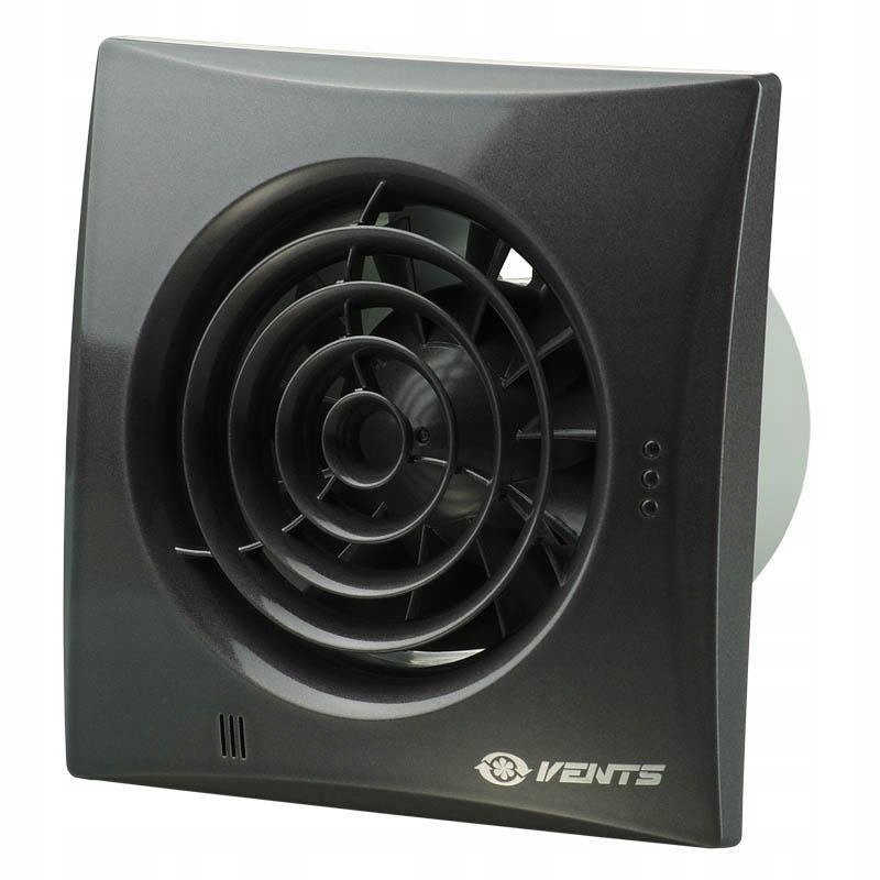 Axiálny ventilátor fi 100 mm s časovačom hygrostatu, tichý, čierny Vents 100QUI