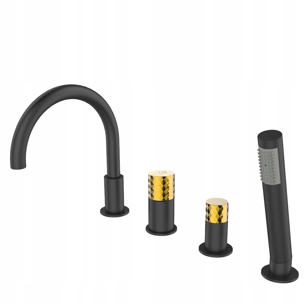 Vanová baterie 4-otvorová Ove černá/zlatá