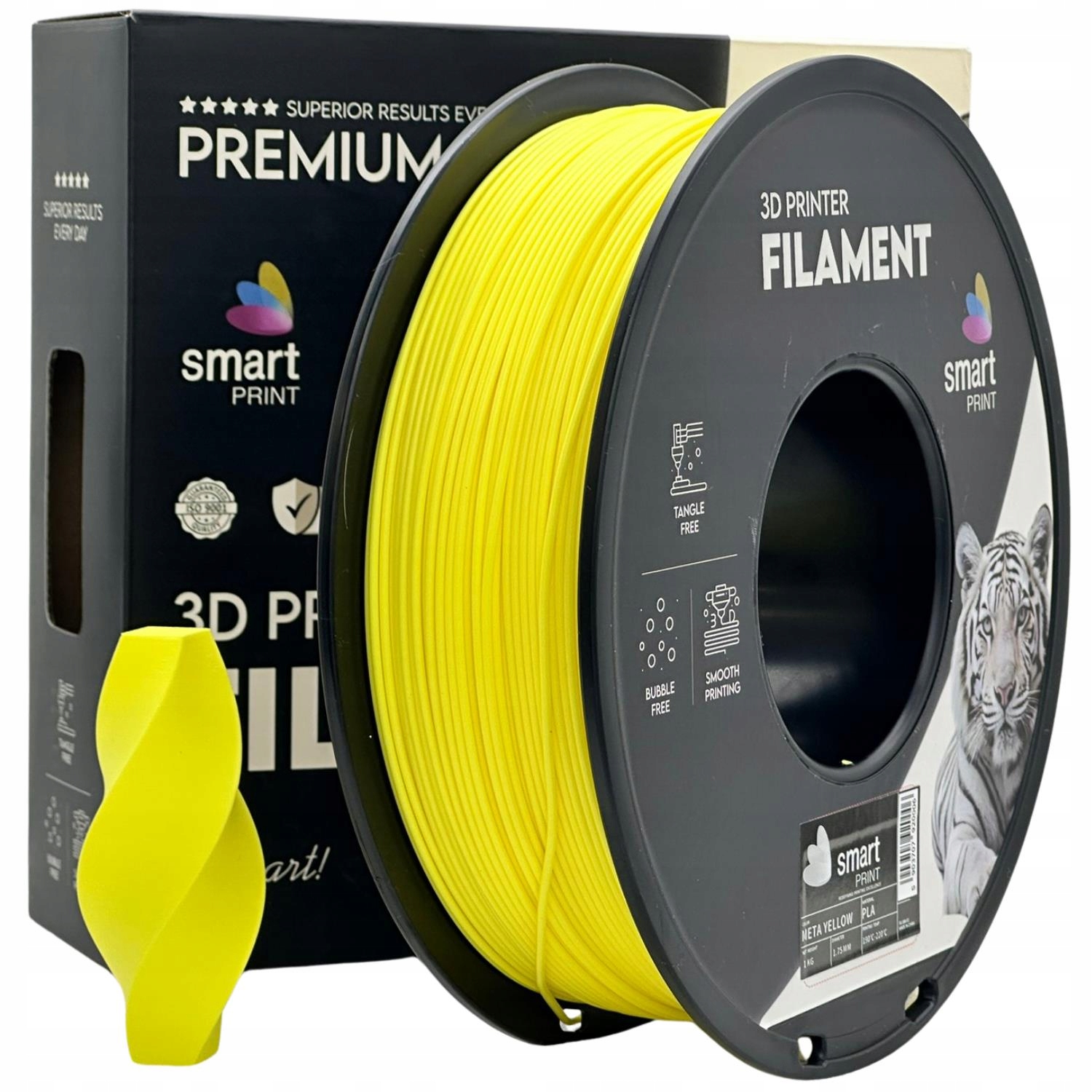 Filament PLA żółty 1kg do druku 3D 1.75mm SMART PRINT meta yellow