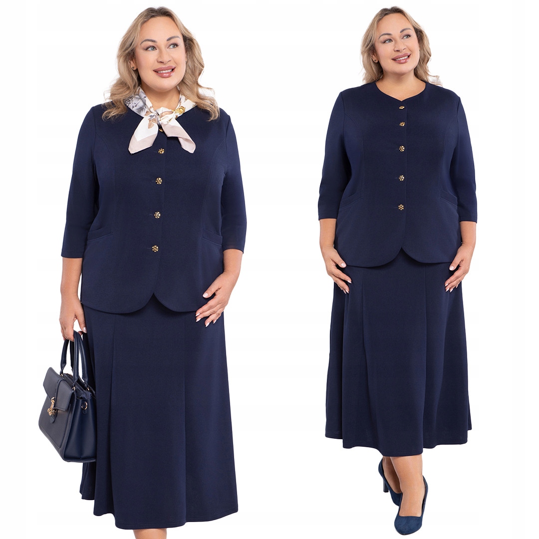 Tmavě modrý komplet se zlatými knoflíky 62