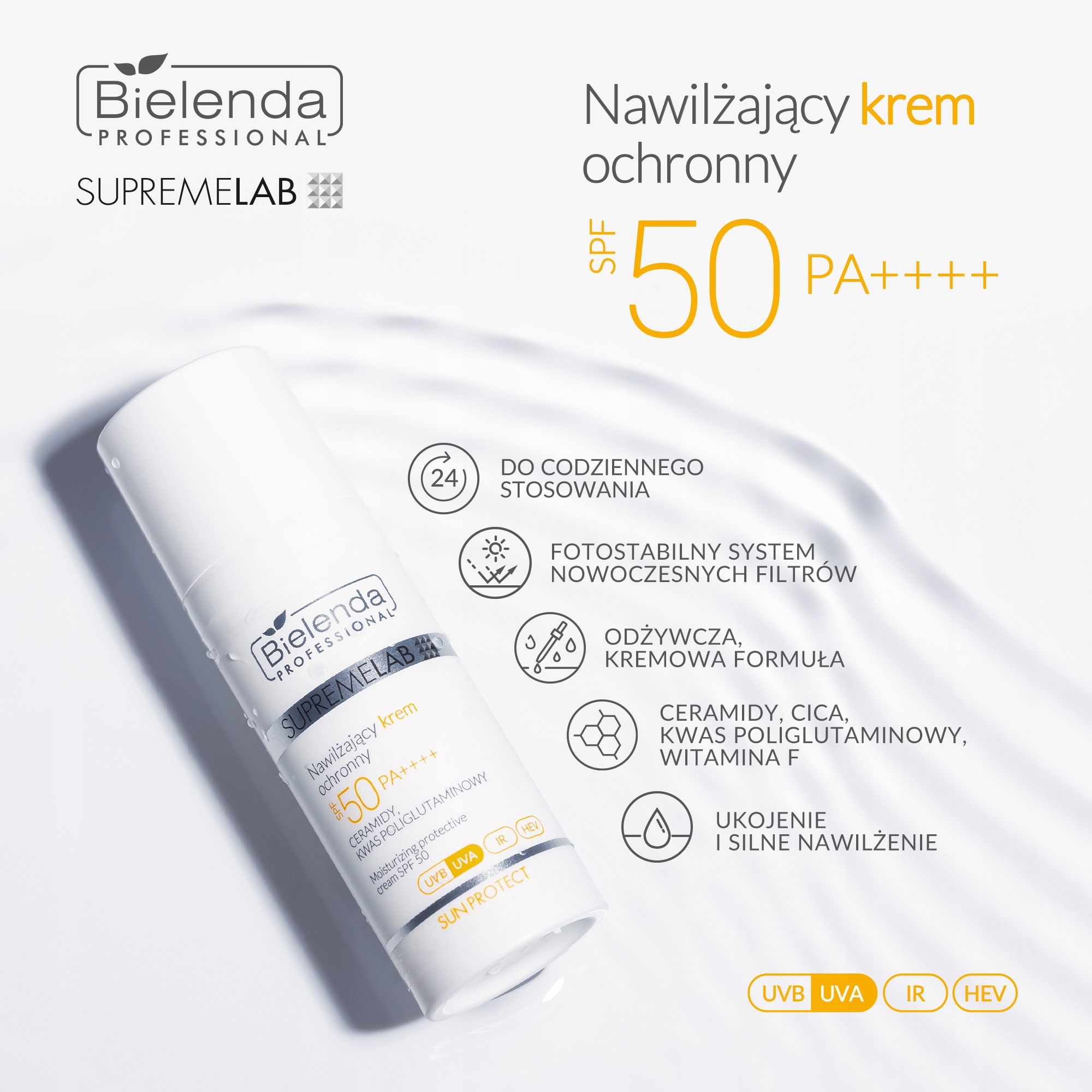 BIELENDA SUPREMELAB SUNPROTECT NAWILŻAJĄCY KREM OCHRONNY SPF50 50ml Pojemność 50 ml
