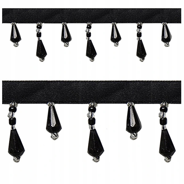 TAŚMA+KORALIKI DO FIRAN,ZASŁON 4060 B8 CZARNE