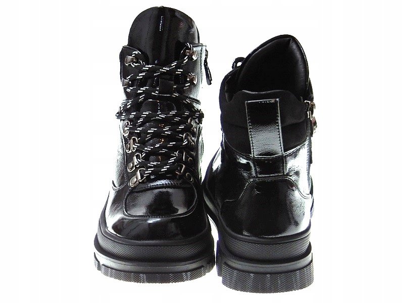 BOTKI TRAPERY LAKIEROWANE D19-7693-2 Black r. 36 Rozmiar 36