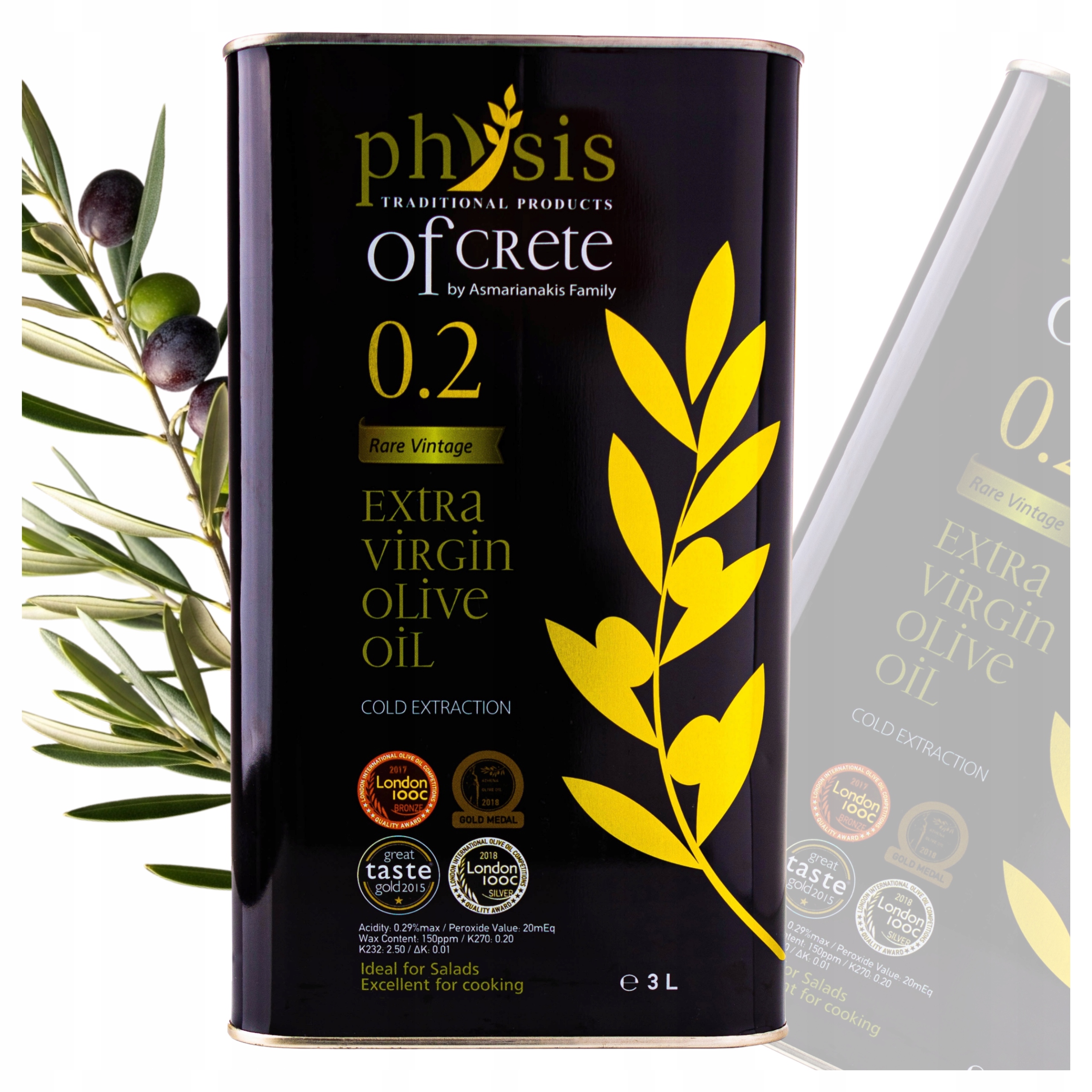 Oliwa Z Oliwek Extra Virgin 3L Grecka Physis Of Crete 0,2% Premium Quality