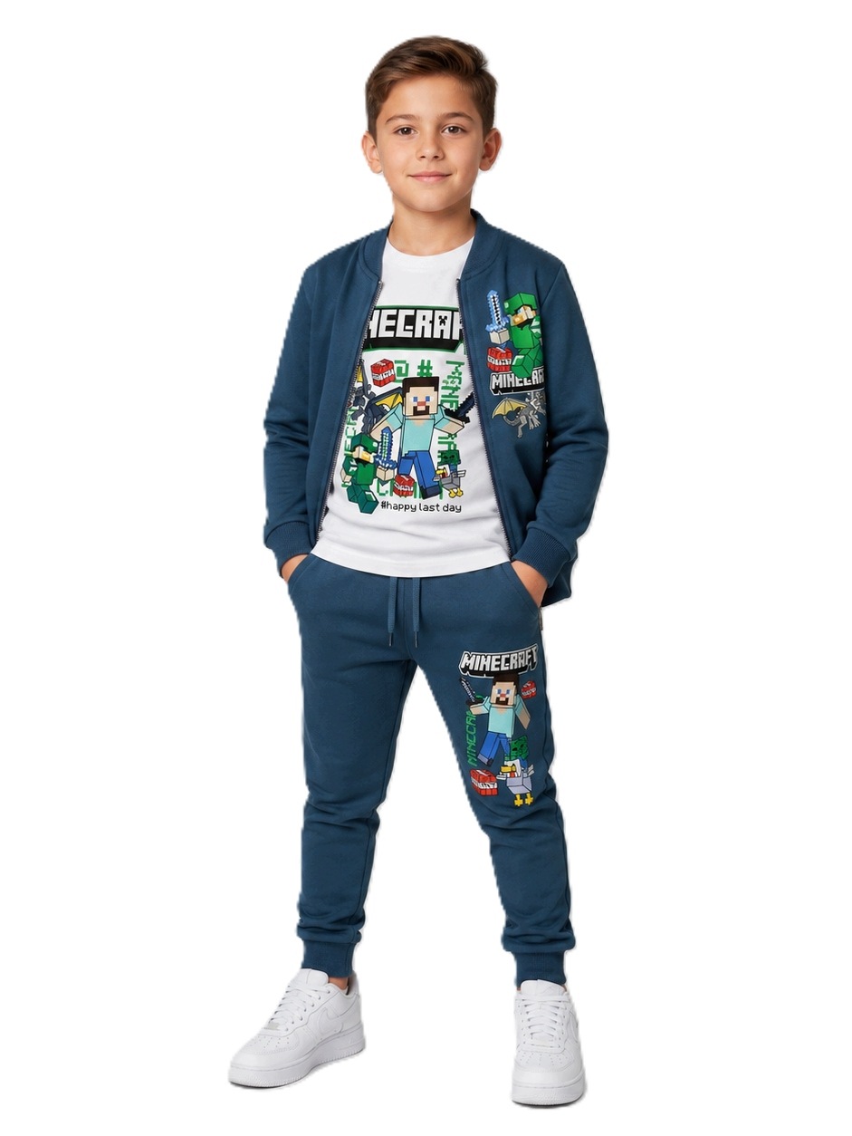 Dres chłopięcy 110 komplet 3-częściowy bluza spodnie koszulka Minecraft