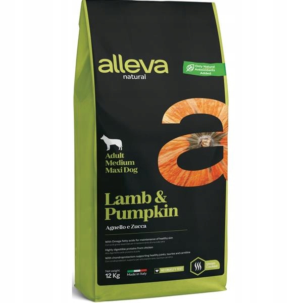 Alleva Natural Dog Dry Adult Lamb&Pumpkin Medium/Maxi 12kg