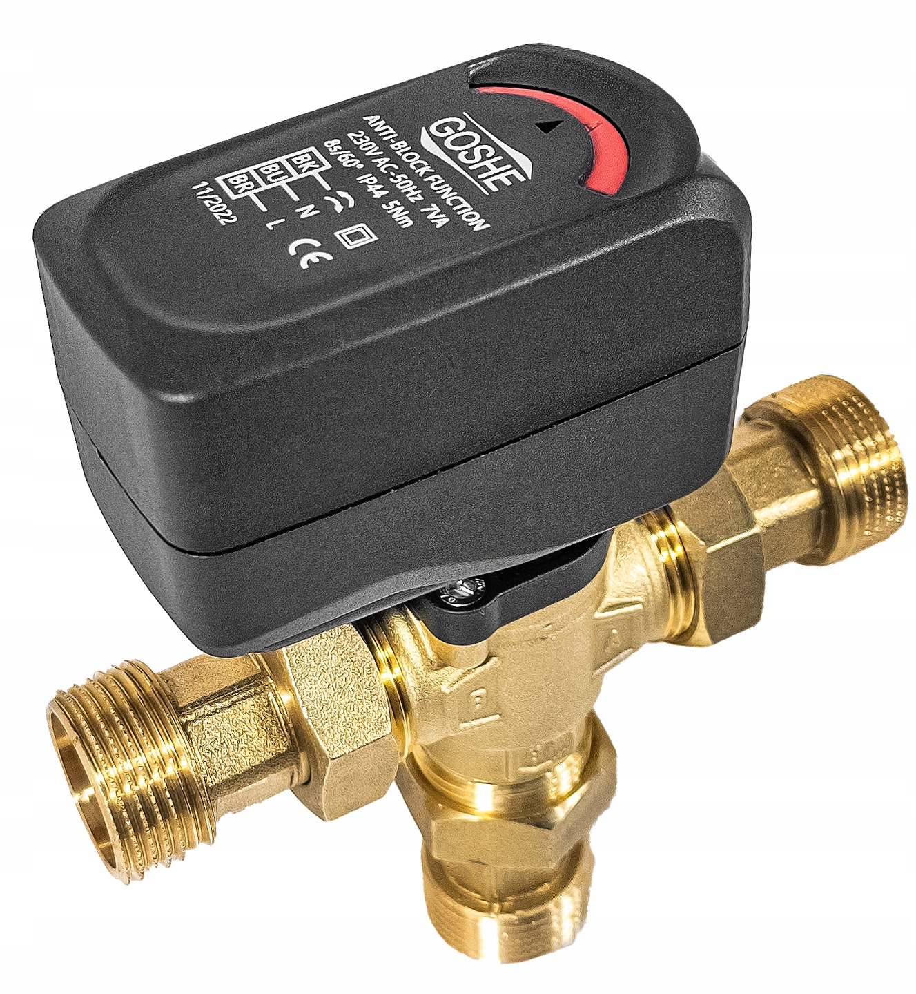 3-CESTNÝ Přepínací Ventil 1" Cal DN25 Kvs 8 m³/h S Pohonem