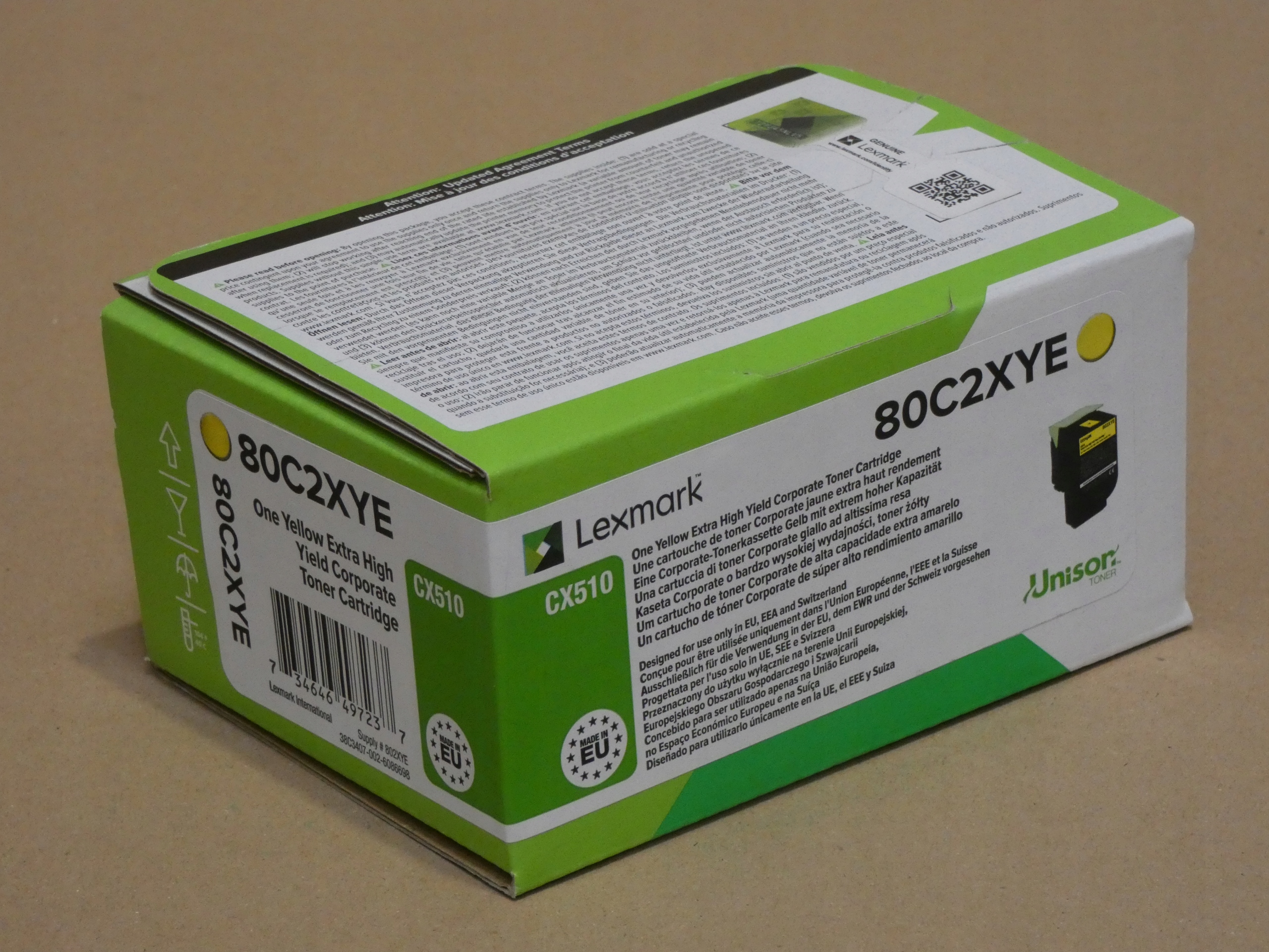 Žltý toner Lexmark , výdrž 4000 strán, model 80C2XYE