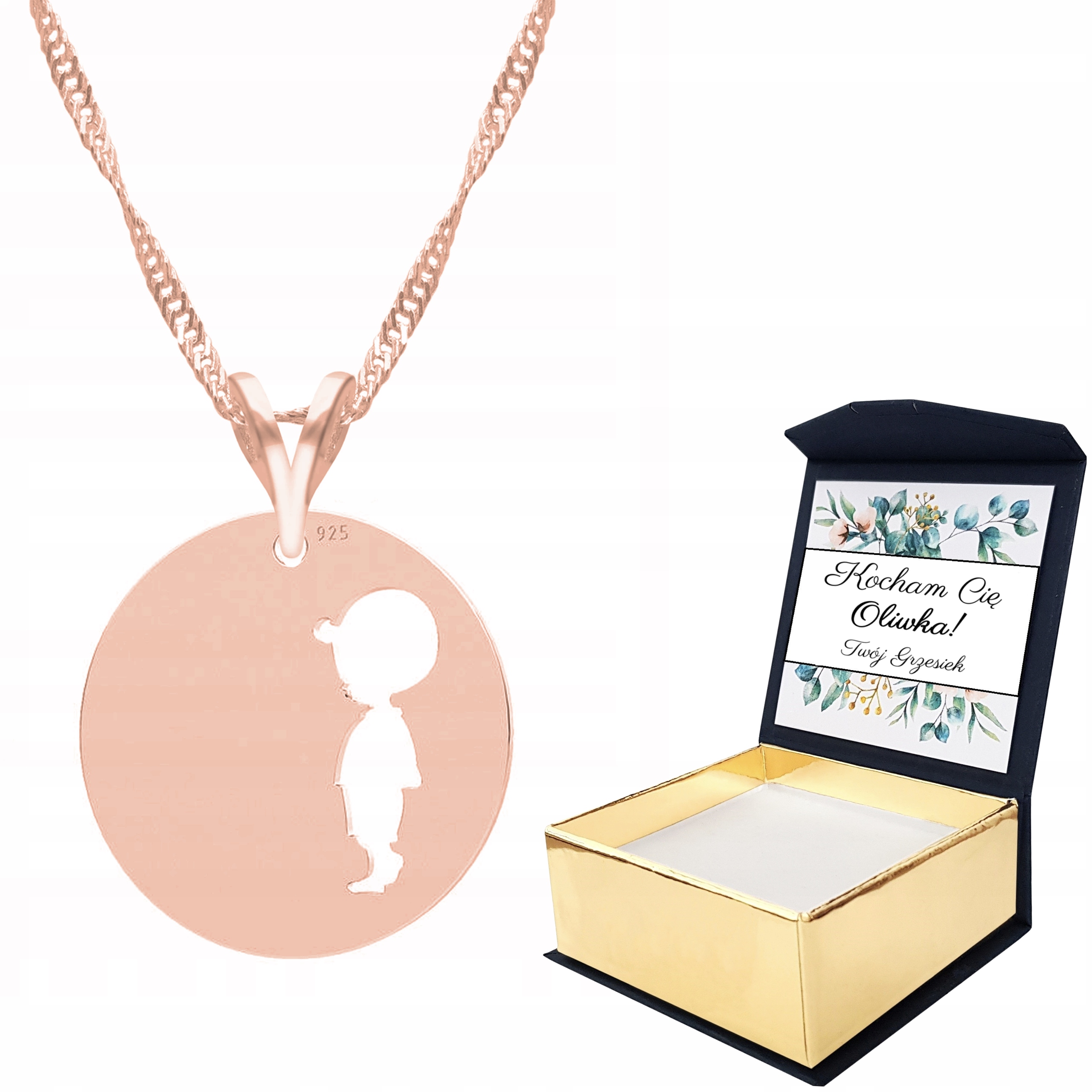 Náhrdelník růžové zlato Chlapeček Vlastní Potisk
