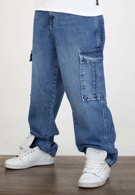 Kalhoty I8 Denim BAG104 Baggy Cargo medium blue