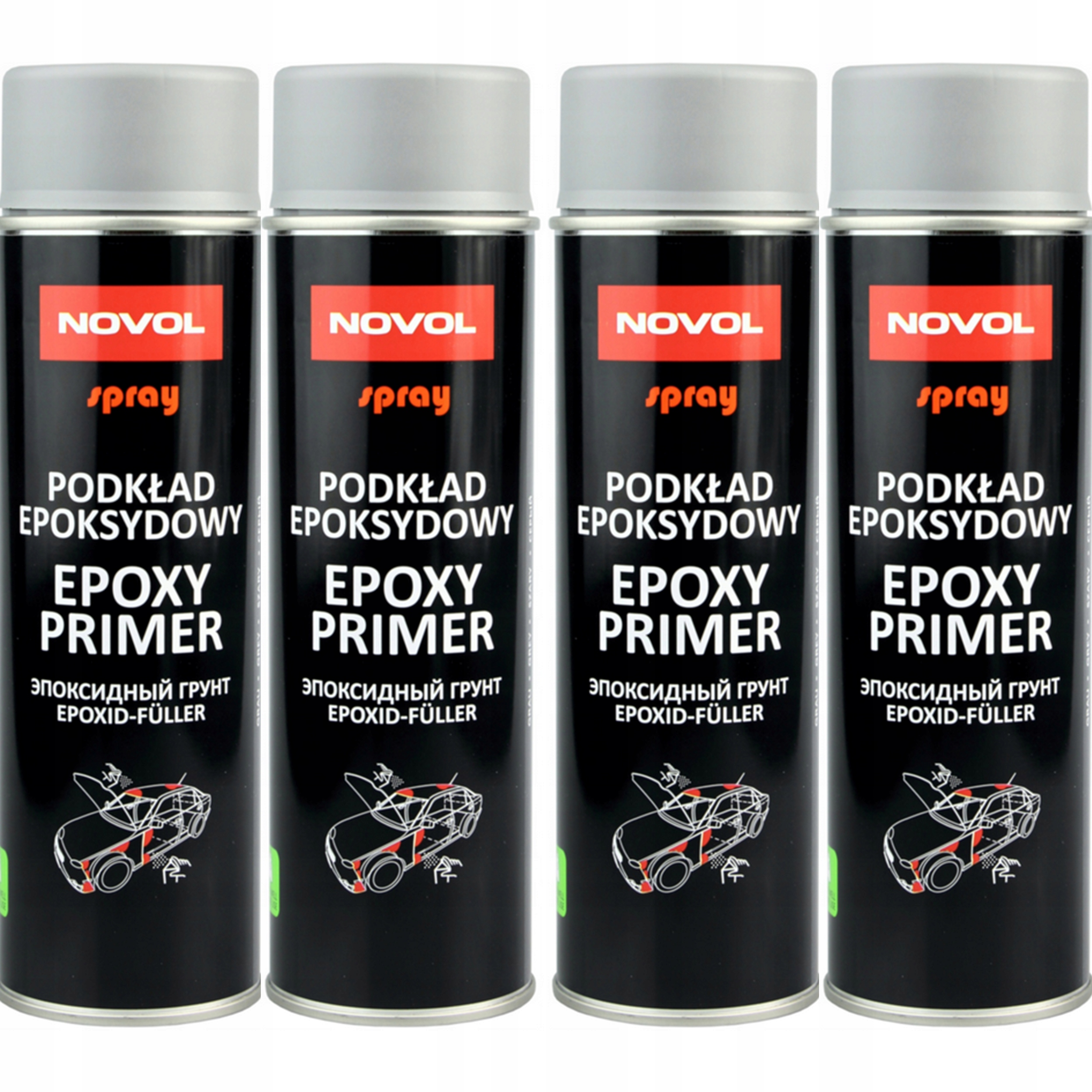 4x Podkład epoksydowy Szary spray Novol Epoxy Primer 500ml