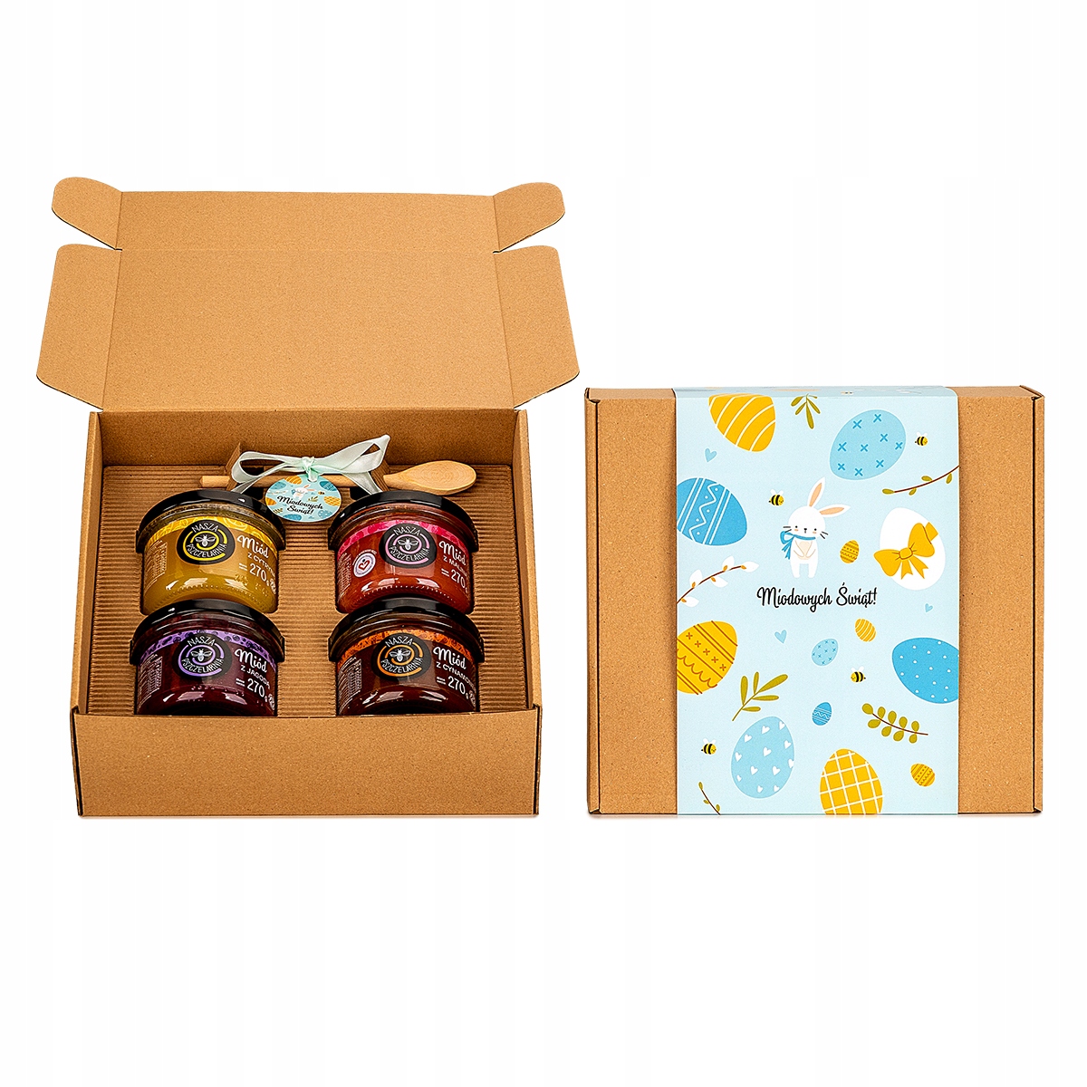 Levně Velká Sada Medů Polský Přírodní Med 4x300g Dárek Na Velikonoce