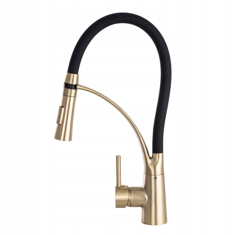 Kuchyňská stojánková baterie zlatá kartáčovaná baterie Pelican brushed gold