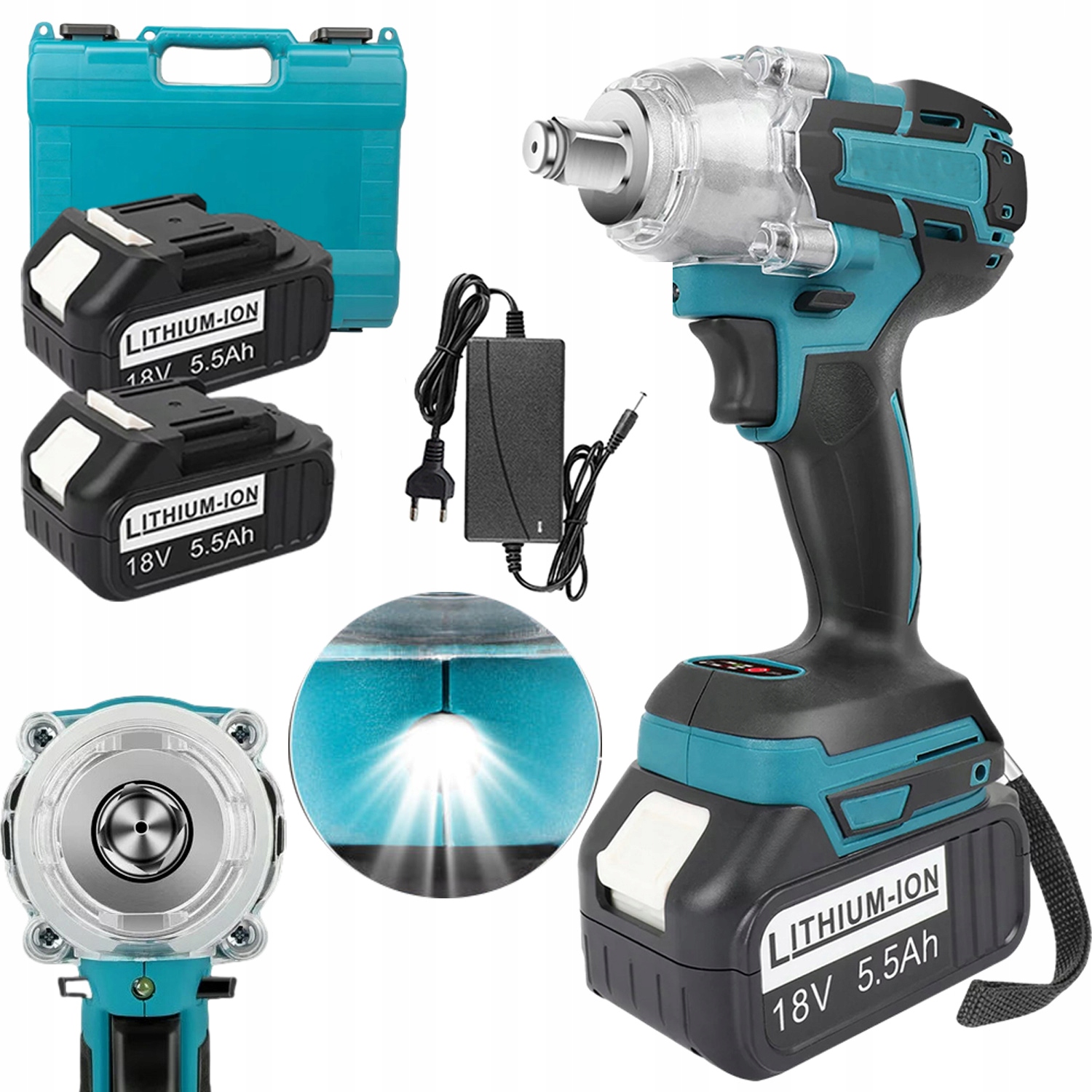 Bezkartáčový rázový utahovák 21 V Silný Led 650 N.m 3200 ot./min