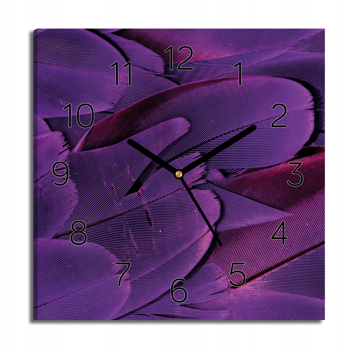hodiny na plátně Ptačí peří s fotografií 30x30 tiché