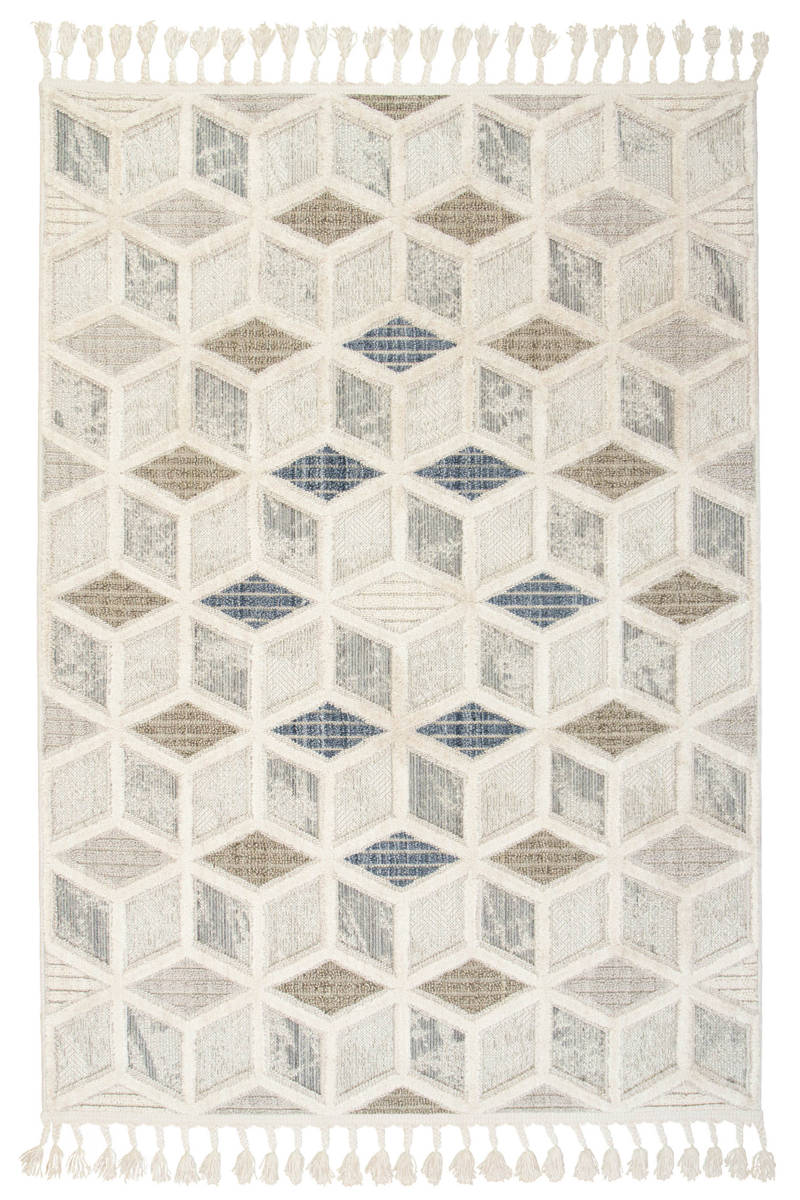 200x290 cm Dywan Romby Cubes Szary Niebieski Krem