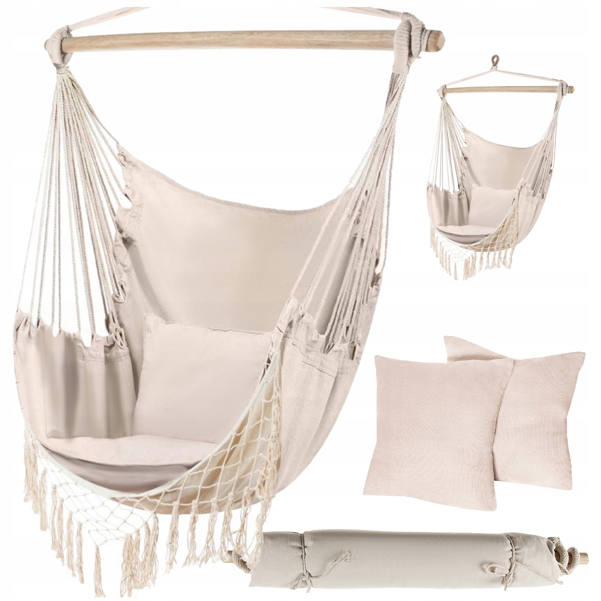 Zahradní Závěsné Křeslo Brazilské Houpací Houpačka Houpací Síť Kokon 2 Polštáře