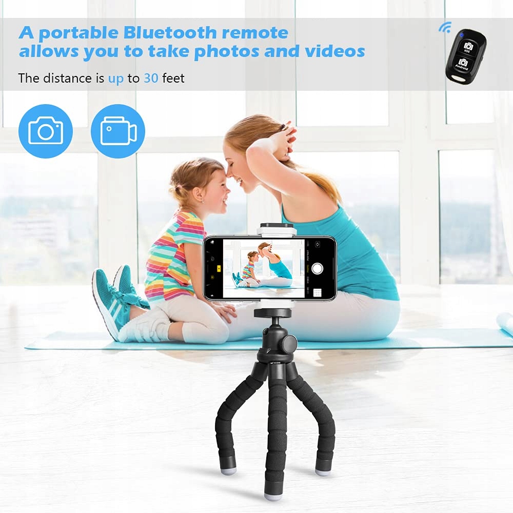 UBEESIZE Statyw Mini Do Smartfona I Kamery Z Pilotem Bluetooth Czarne — miniatura 2