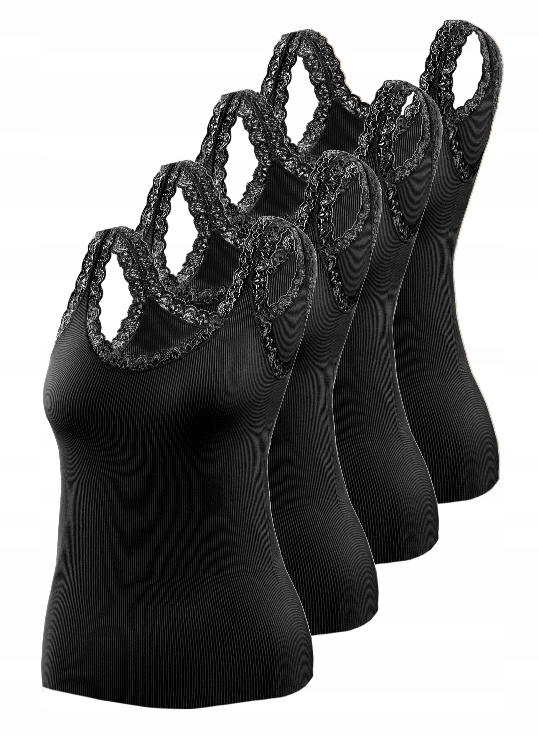 Sesto Senso 4-balení dámských krajkových topů bez rukávů, L/XL, černá
