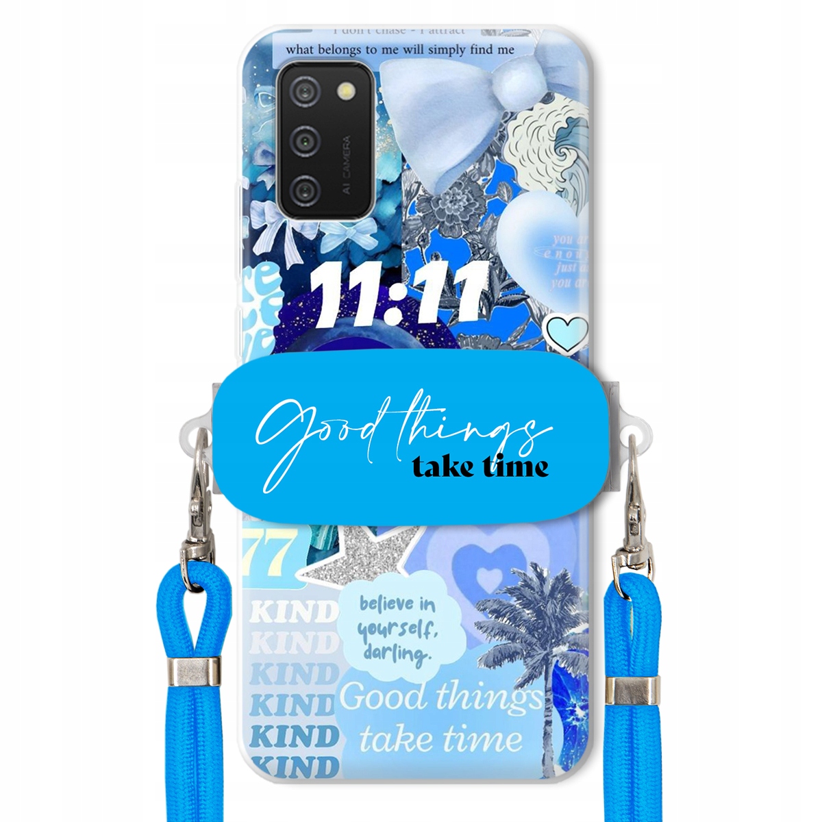 Pouzdro pro Samsung A02S Držák Vodítko Crossbody Good Things Take Time Lata