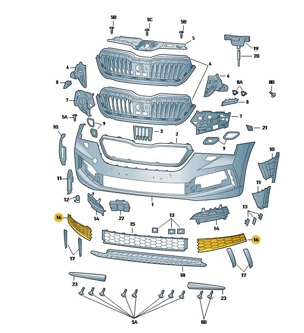 KRATKA ZAŚLEPKA ZDERZAKA PRZÓD SKODA SCALA PRAWA Typ samochodu Samochody osobowe