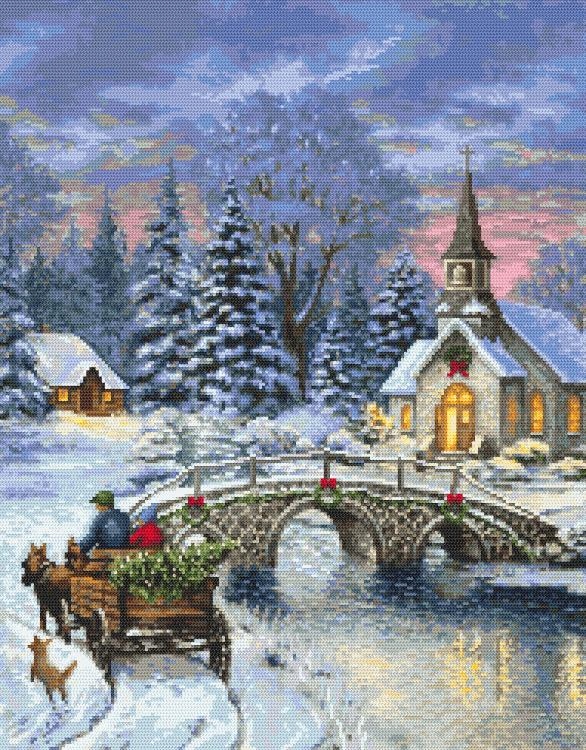 Křížková výšivka Kanva s potiskem Nostalgie