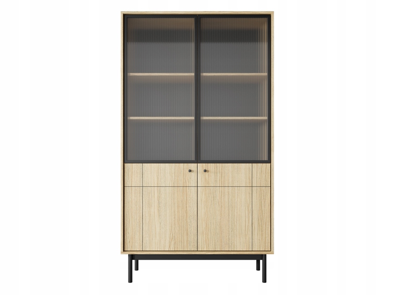 Nowoczesna Witryna 2D 103 cm Dąb Linea JAPI PS - 2 Kolory Marka Styl Meble