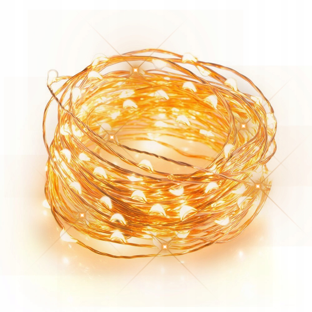 LAMPKI NA BATERIE ŻYŁKA BIAŁE CIEPŁE druciku 50LED