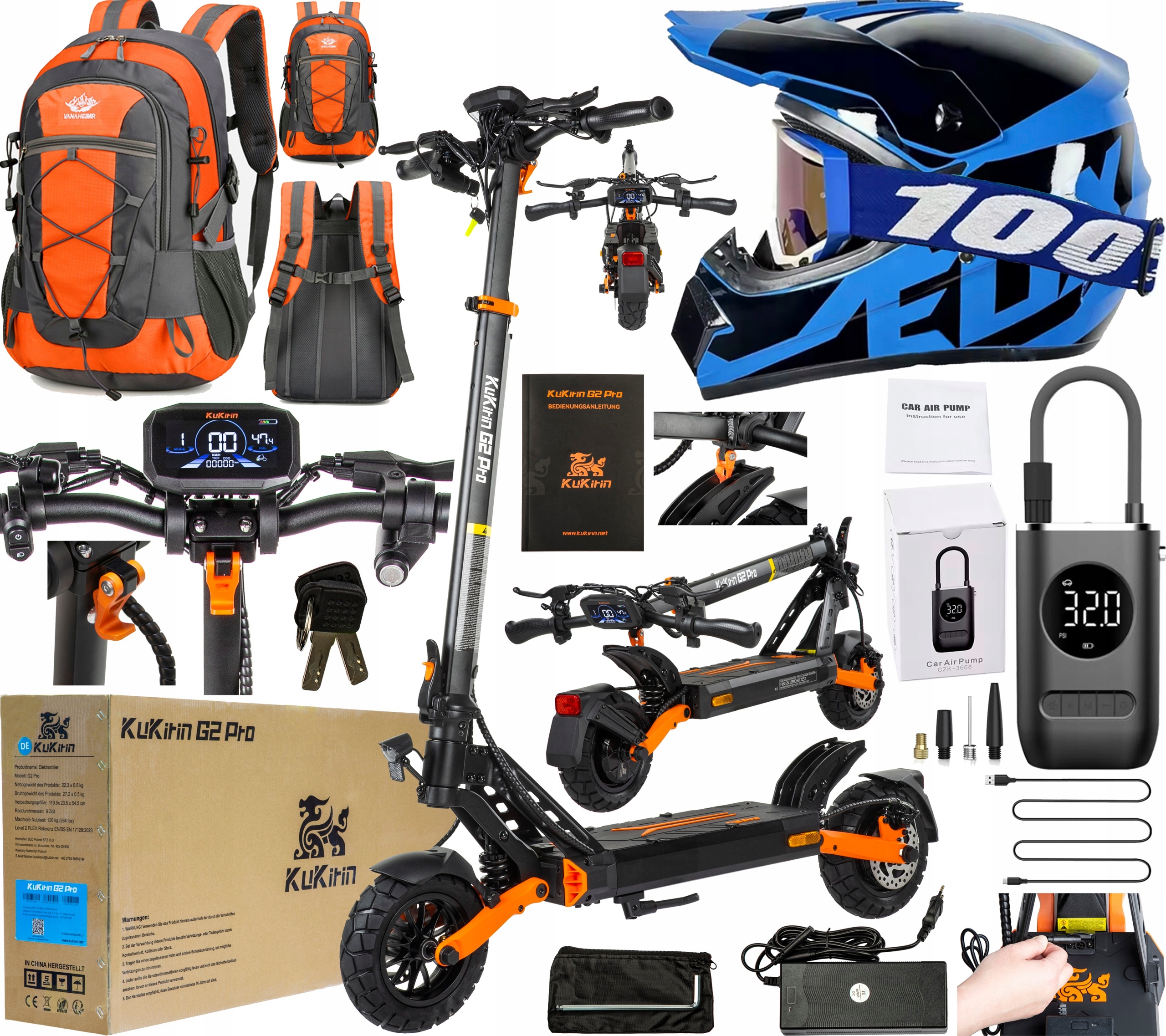 Elektrické koloběžky KuKirin G2 Pro-ABE 20KM/H 48V 15.6Ah 65KM 9" +Dárek