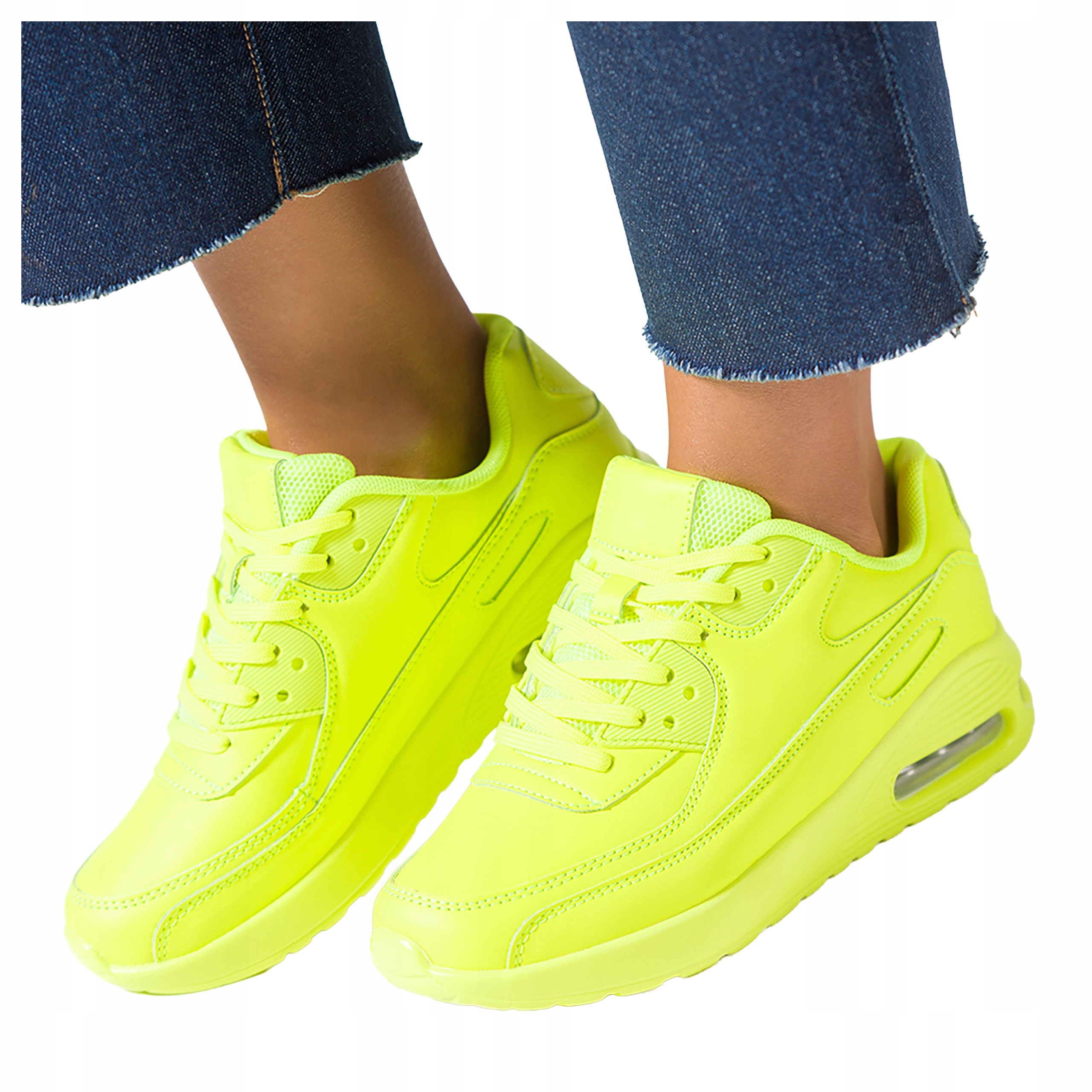 Žluté Tenisky Dámské Pohodlné Šněrovací Sportovní Ozdobné Koturn vel. 38