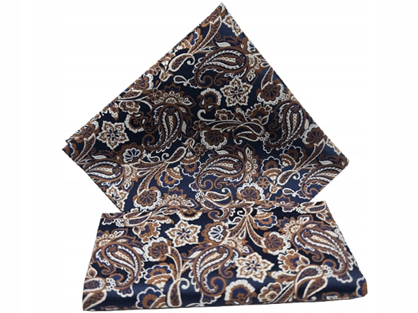 GRANATOWA / BRĄZOWA WE WZORY POSZETKA WYPUSTKA BUTONIERKA