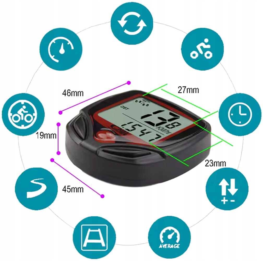 LICZNIK ROWEROWY WODOODPORNY PRĘDKOŚCIOMIERZ LCD PRĘDKOŚĆ PRZEBIEG ZEGAR Rodzaj przewodowy
